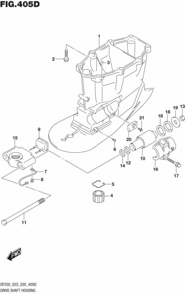 DF225T,Z,250T,Z,ST-040001 Drive Shaft Housing TRANSOM(X) (DF250ST)