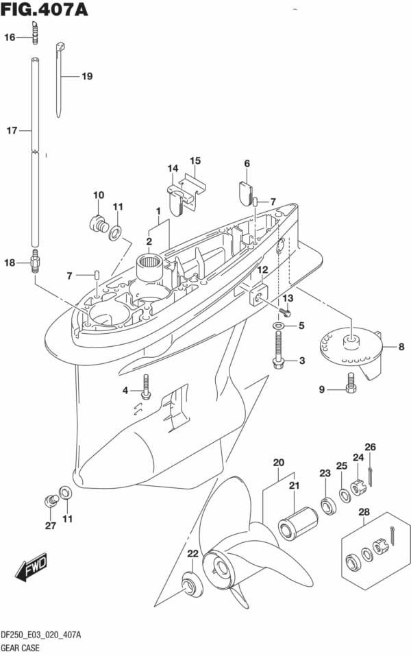 DF225T,Z,250T,Z,ST-040001 Gear Case (DF225T)