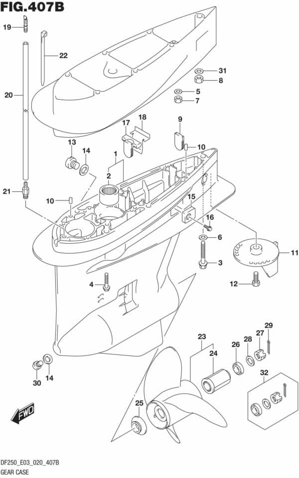 DF225T,Z,250T,Z,ST-040001 Gear Case (DF250T)