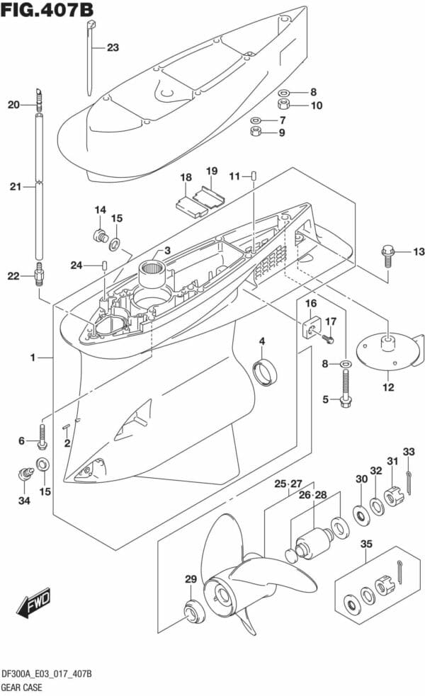 DF250AP-300AP-710001 Gear Case (DF250A E03)
