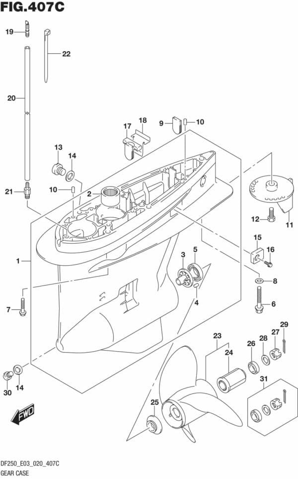 DF225T,Z,250T,Z,ST-040001 Gear Case (DF225Z)