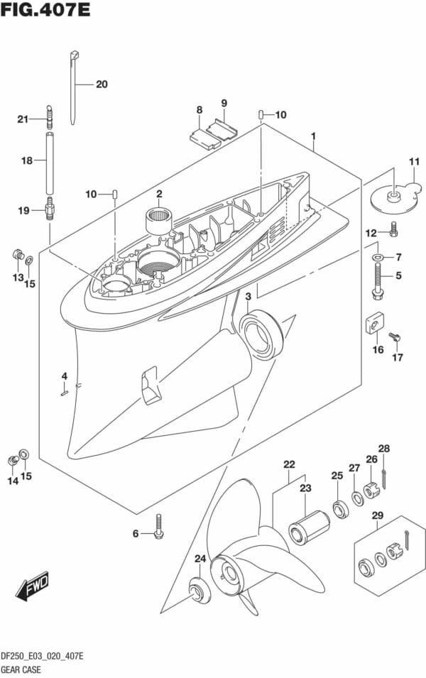 DF225T,Z,250T,Z,ST-040001 Gear Case (DF250ST)