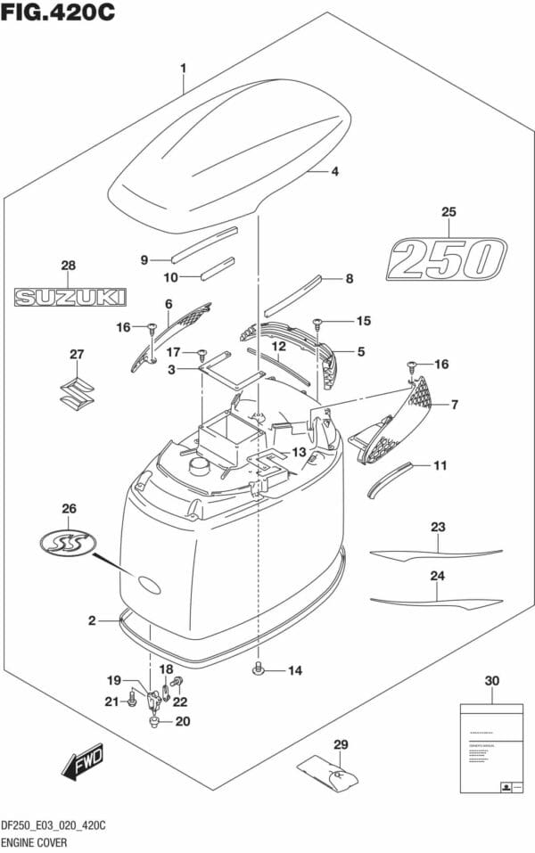 DF225T,Z,250T,Z,ST-040001 Engine Cover (DF250T)