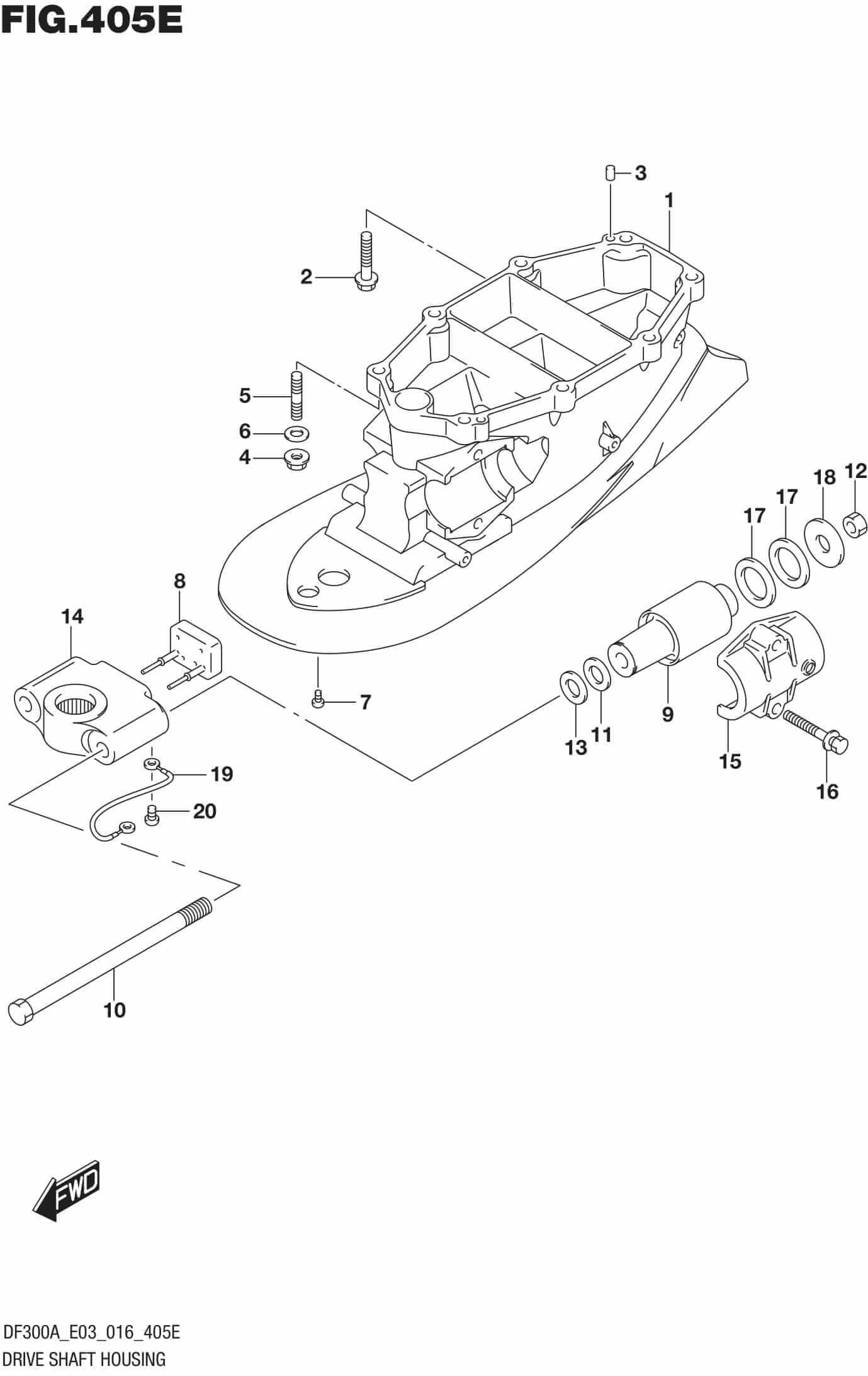 Drive Shaft Housing (L) (DF300A E03) | Precision Marine
