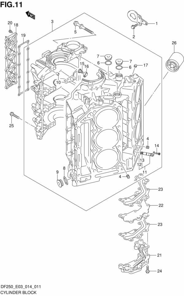 DF200/225/250-410001 Cylinder Block (DF225Z E03)