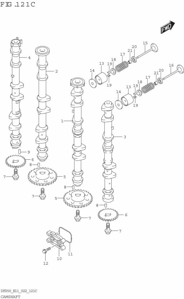 DF200/225/250-240001 Camshaft ((DF225T DF225Z):(020 021))