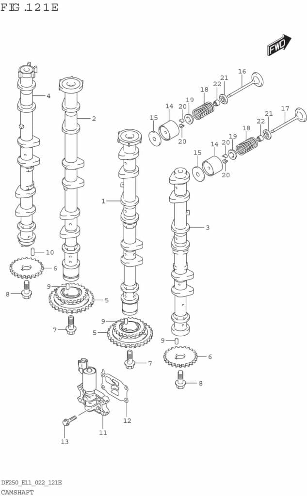 DF200/225/250-240001 Camshaft ((DF250T DF250Z):(020 021))