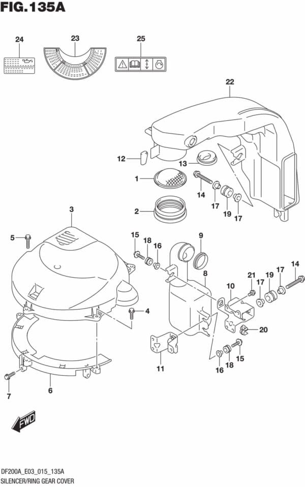 DF200AT,AZ-510001 Silencer/Ring Gear Cover
