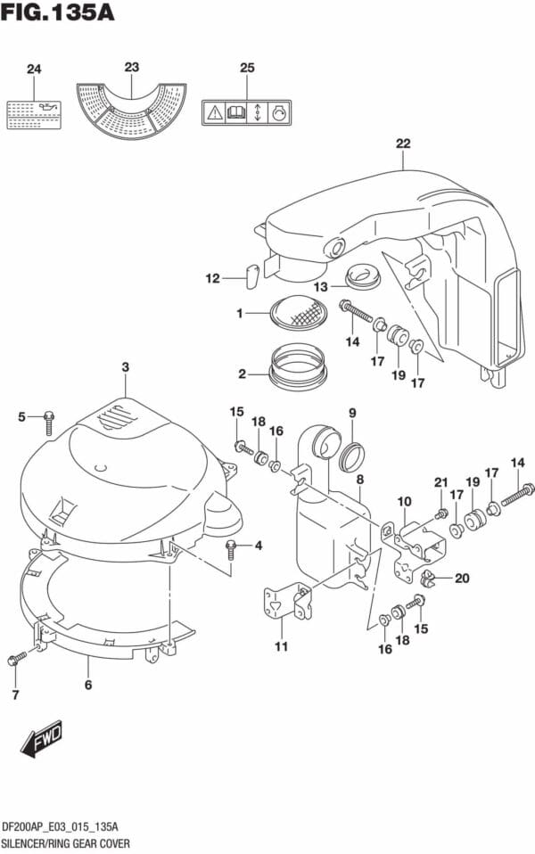 DF200AP-510001 Silencer/Ring Gear Cover