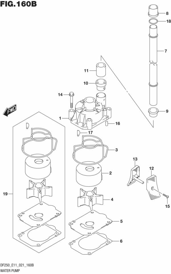DF200/225/250-140001 Water Pump (E03 (DF225T DF225Z DF250T DF250Z))