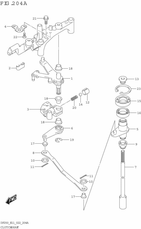 DF200/225/250-240001 Clutch Shaft