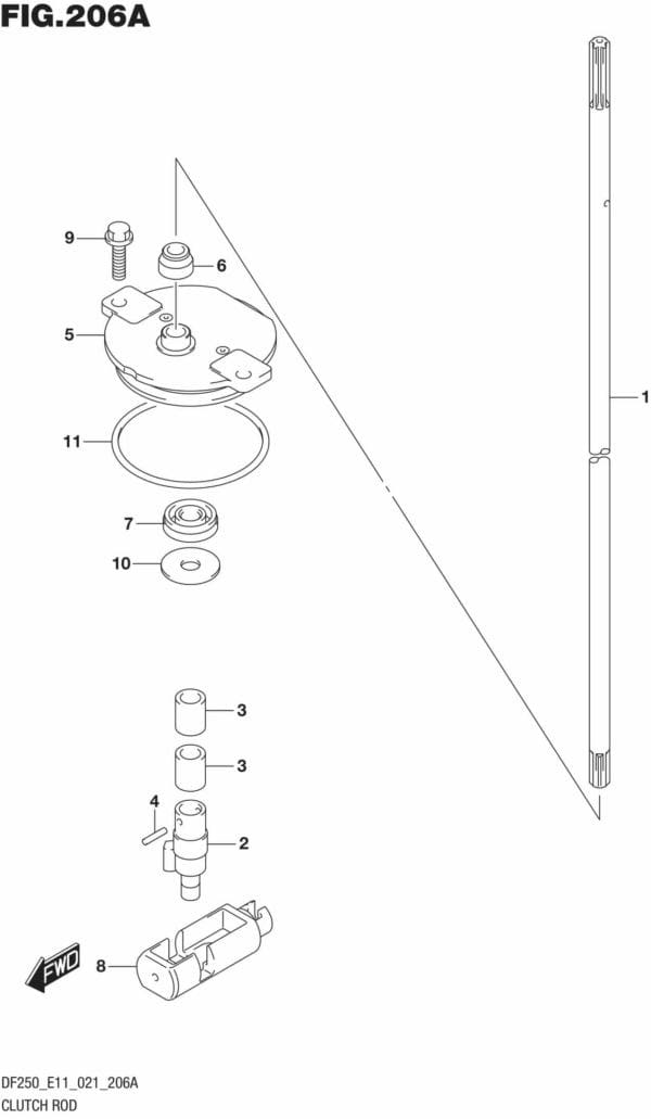 DF200/225/250-140001 Clutch Rod (SEE NOTE)