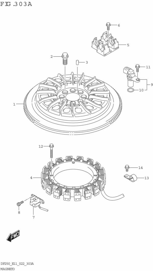 DF200/225/250-140001 Magneto (DF200T DF200Z DF225T DF225Z)