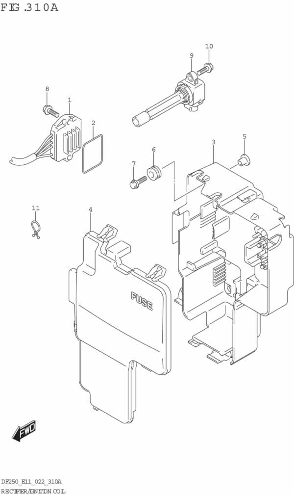 DF200/225/250-140001 Rectifier/Ignition Coil