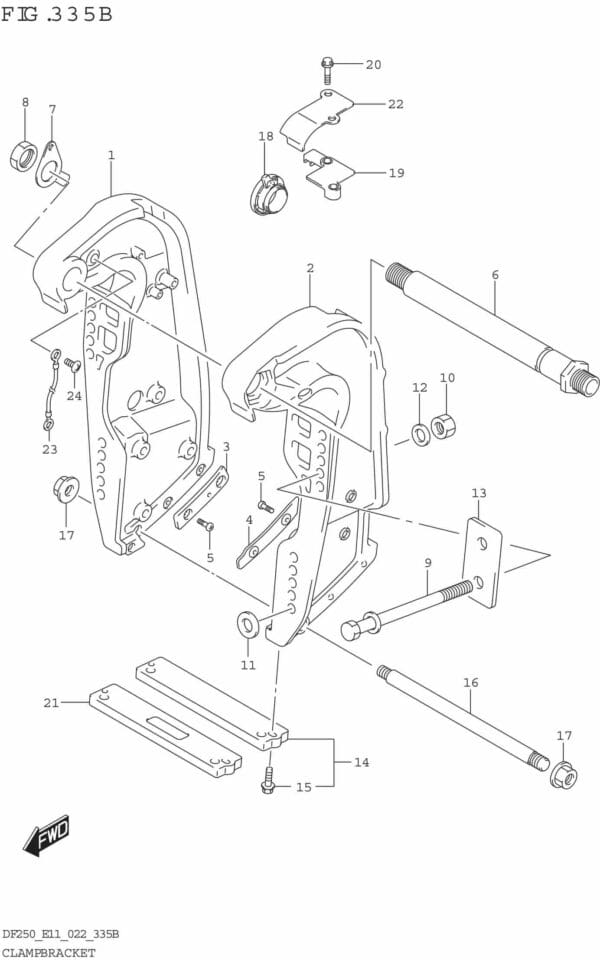 DF200/225/250-240001 Clamp Bracket (X-TRANSOM XX-TRANSOM)