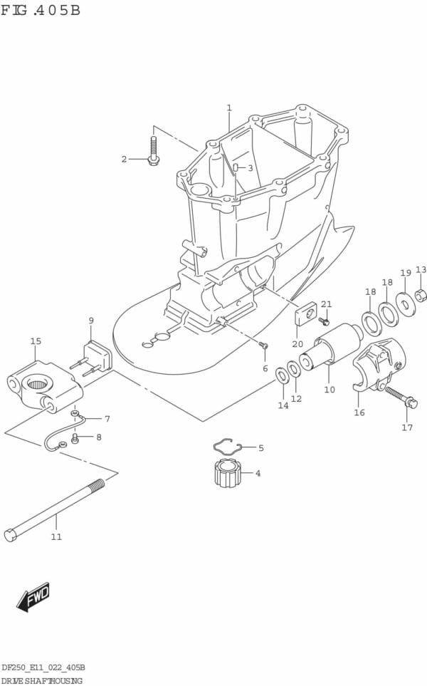 DF200/225/250-240001 Drive Shaft Housing (SEE NOTE 1)