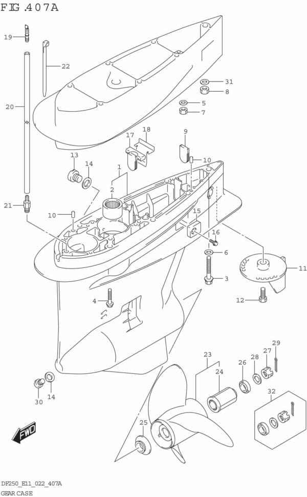 DF200/225/250-240001 Gear Case (DF200T)