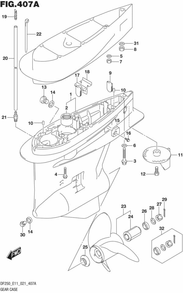 DF200/225/250-140001 Gear Case (DF200T)