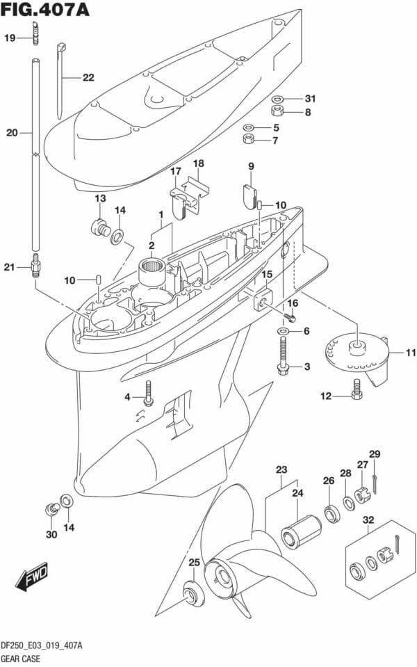 DF225T,Z,250T,Z,ST-910001 Gear Case (DF225T)(DF250T)