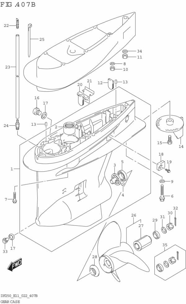 DF200/225/250-240001 Gear Case (DF200Z)