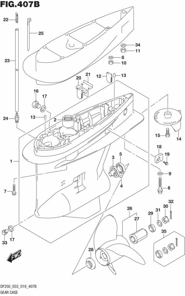 DF225T,Z,250T,Z,ST-910001 Gear Case (DF225Z)(DF250Z)