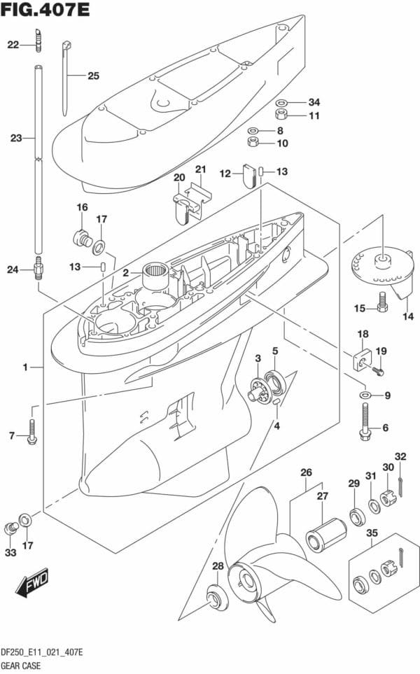 DF200/225/250-140001 Gear Case (DF225Z)