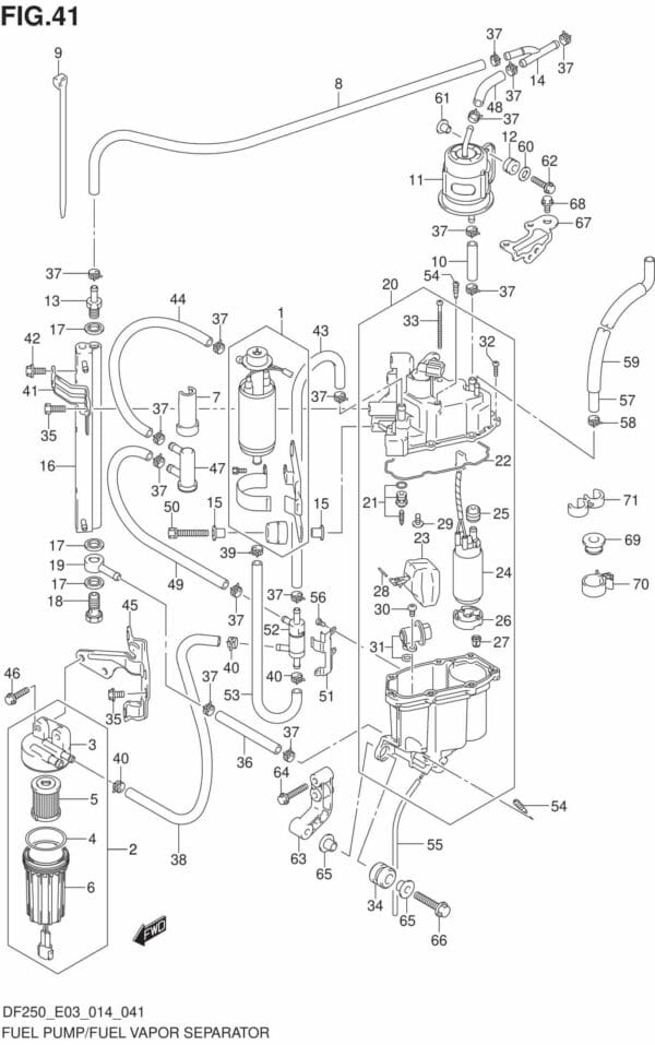 DF200/225/250-410001 Fuel Pump/Fuel Vapor Separator (DF200Z E03)