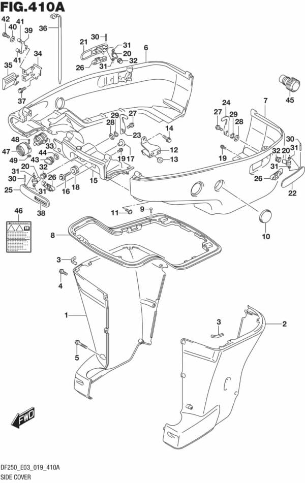 DF225T,Z,250T,Z,ST-910001 Side Cover TRANSOM(X,XX) (DF225T)(DF225Z)(DF250T)(DF250Z)