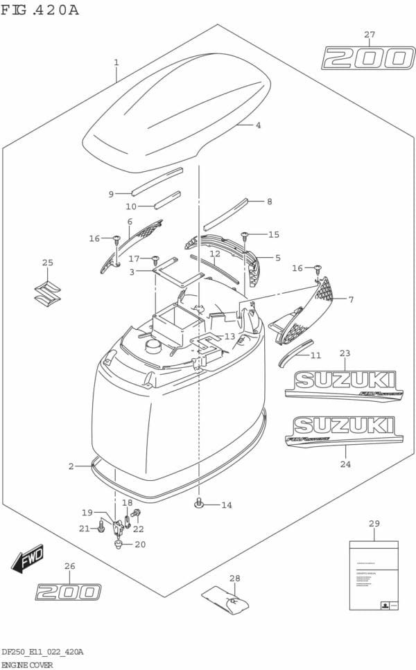 DF200/225/250-240001 Engine Cover ((DF200T DF200Z):020)