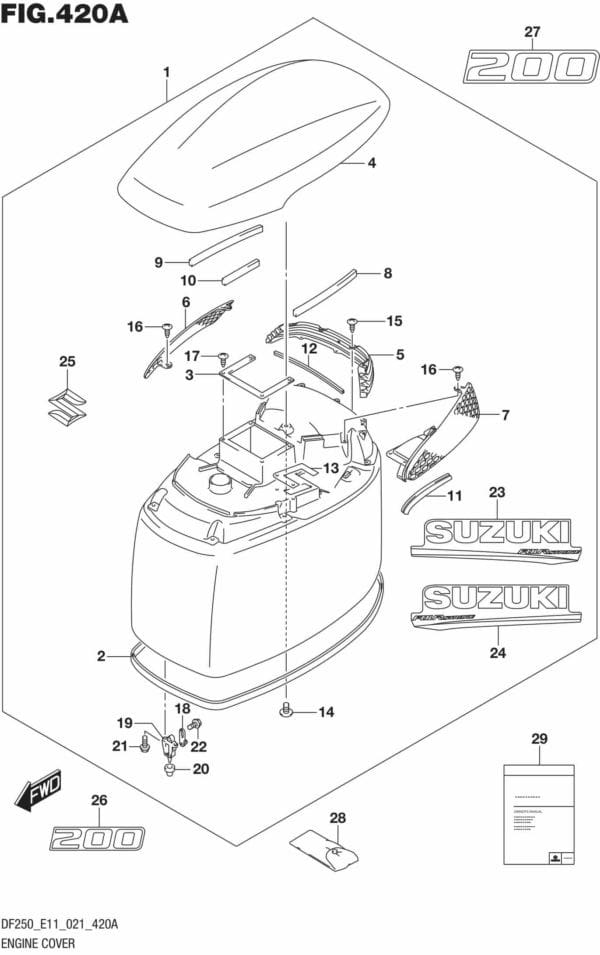 DF200/225/250-140001 Engine Cover ((DF200T DF200Z) 020)