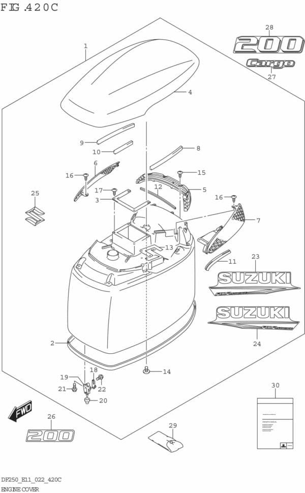 DF200/225/250-240001 Engine Cover ((DF200T DF200Z):022)