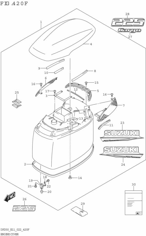 DF200/225/250-240001 Engine Cover ((DF225T DF225Z):022)