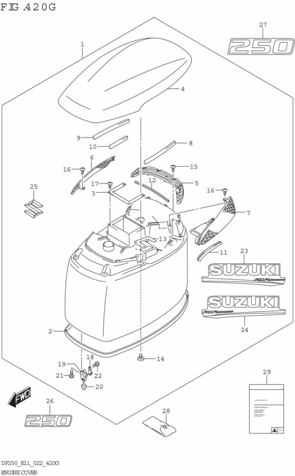 DF200/225/250-240001 Engine Cover ((DF250T DF250Z):020)