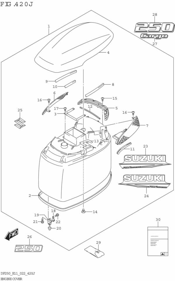 DF200/225/250-240001 Engine Cover ((DF250T DF250Z):022)