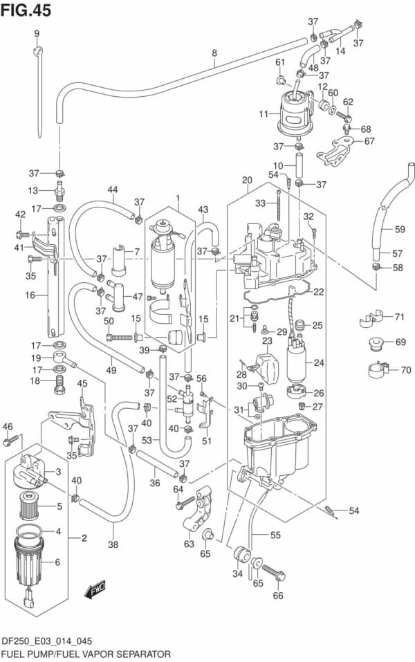 DF200/225/250-410001 Fuel Pump/Fuel Vapor Separator (DF250Z E03)