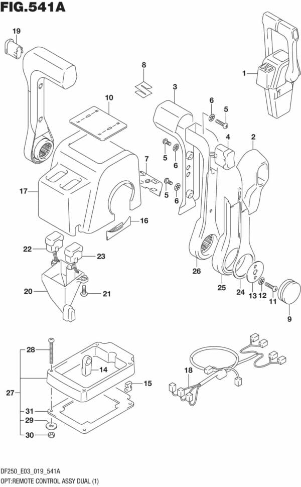 DF225T,Z,250T,Z,ST-910001 OPT: Remote Control Assy Dual (1)