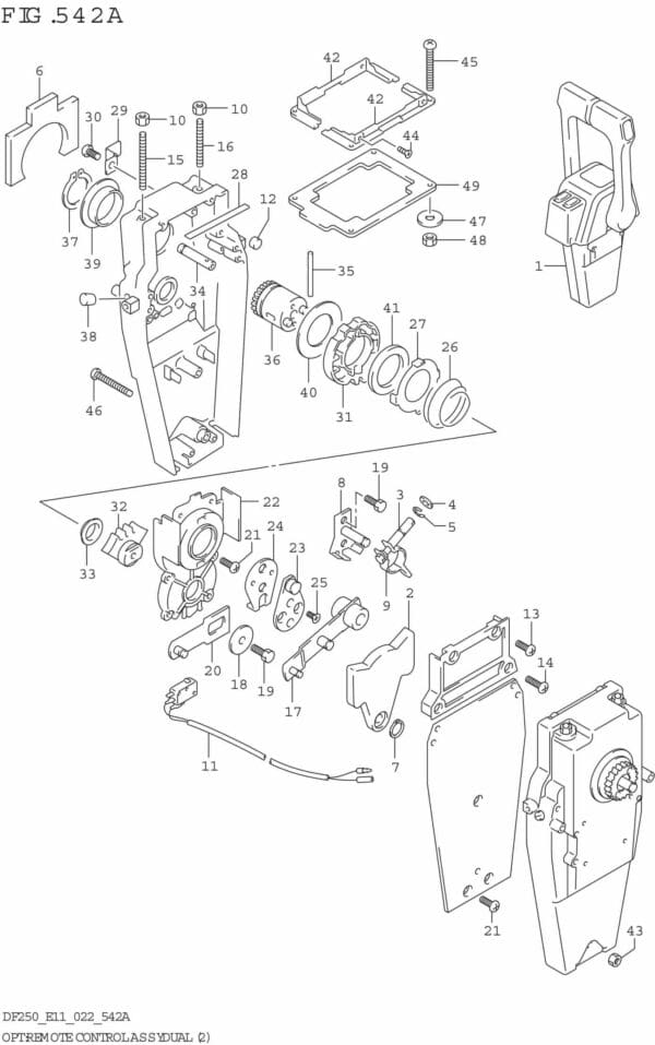 DF200/225/250-240001 OPT: Remote Control Assy Dual (2)