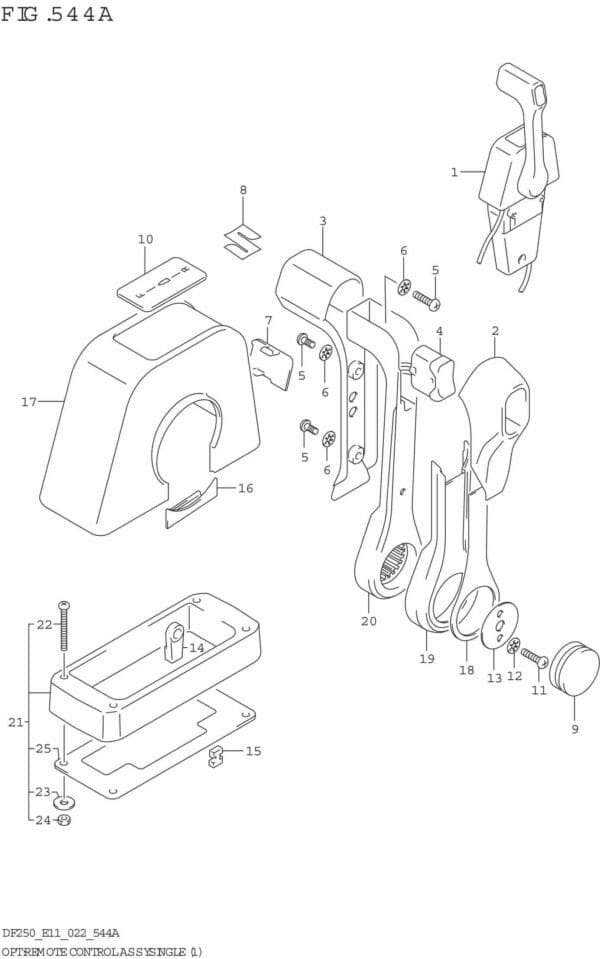 DF200/225/250-240001 OPT: Remote Control Assy Single (1)