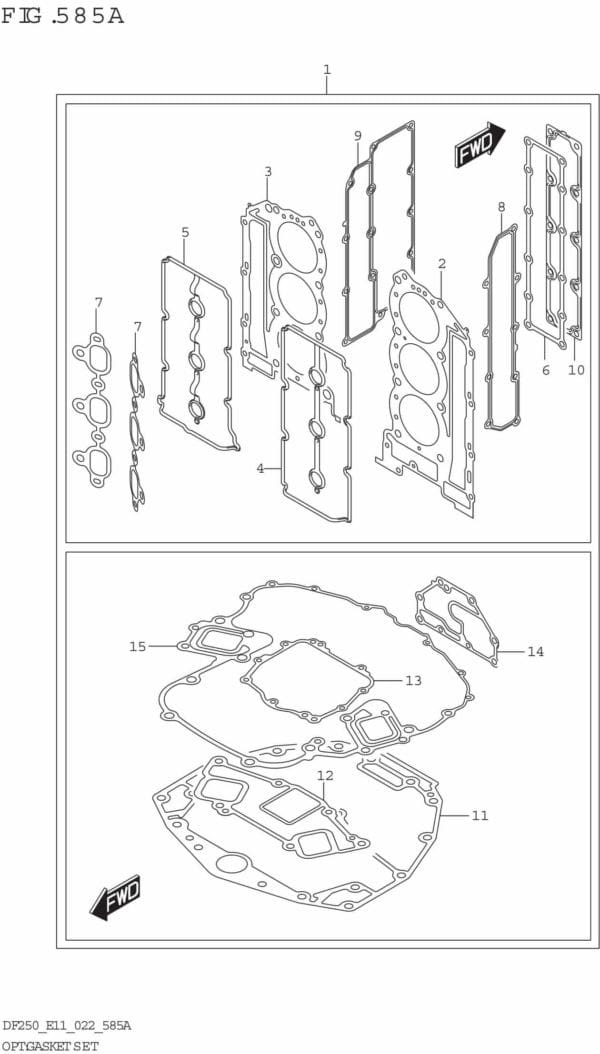 DF200/225/250-240001 OPT: Gasket Set (SEE NOTE 1)