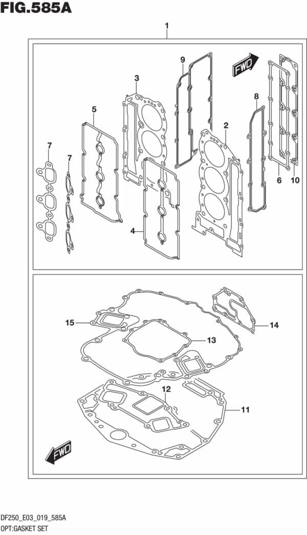 DF225T,Z,250T,Z,ST-910001 OPT: Gasket Set (DF225T)(DF225Z)(DF250T)(DF250Z)