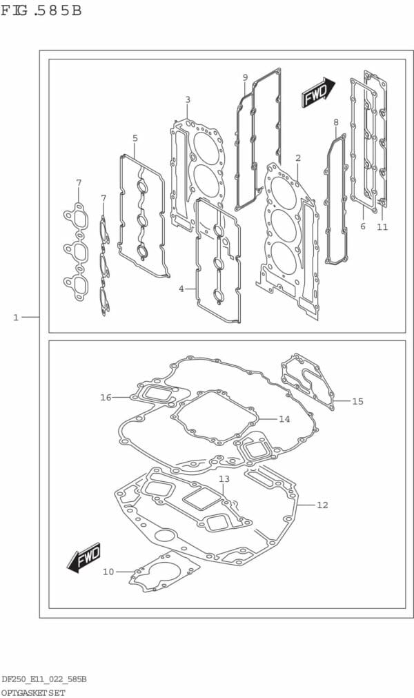 DF200/225/250-240001 OPT: Gasket Set (DF250ST)