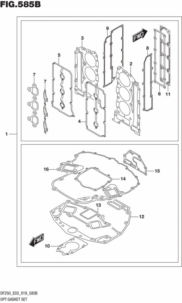 DF225T,Z,250T,Z,ST-910001 OPT: Gasket Set (DF250ST)