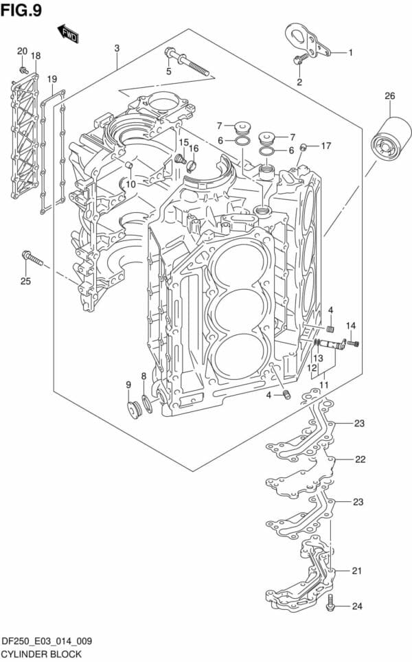 DF200/225/250-410001 Cylinder Block (DF200Z E03)