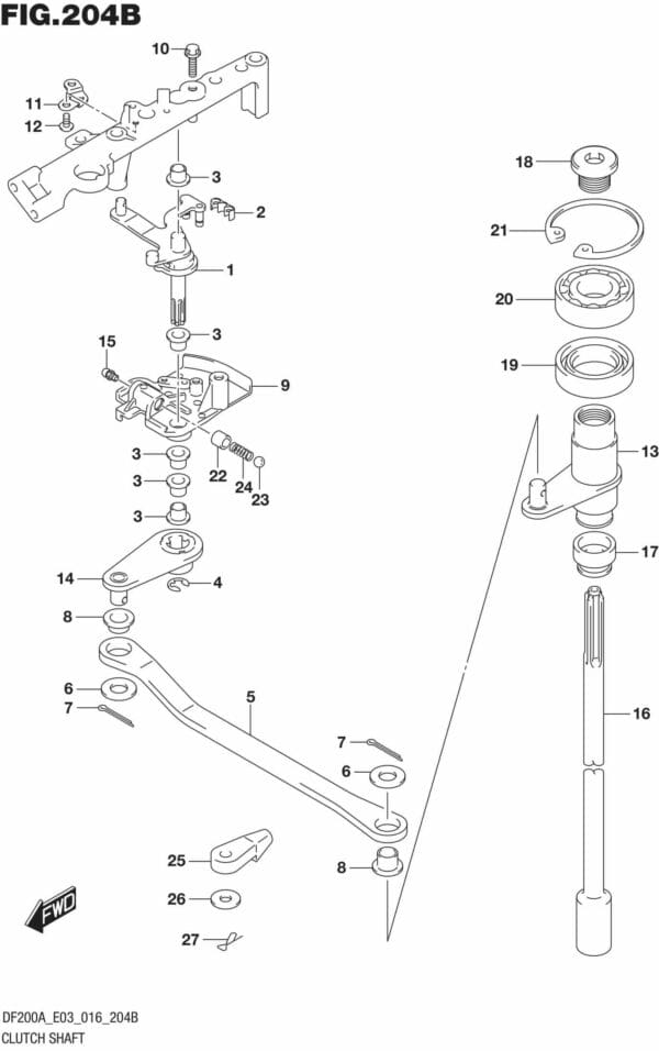 DF200AT,AZ-610001 Clutch Shaft (DF200AZ E03)