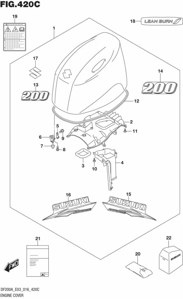 DF200AT,AZ-610001 Engine Cover (For 0EP) (DF200AZ E03)