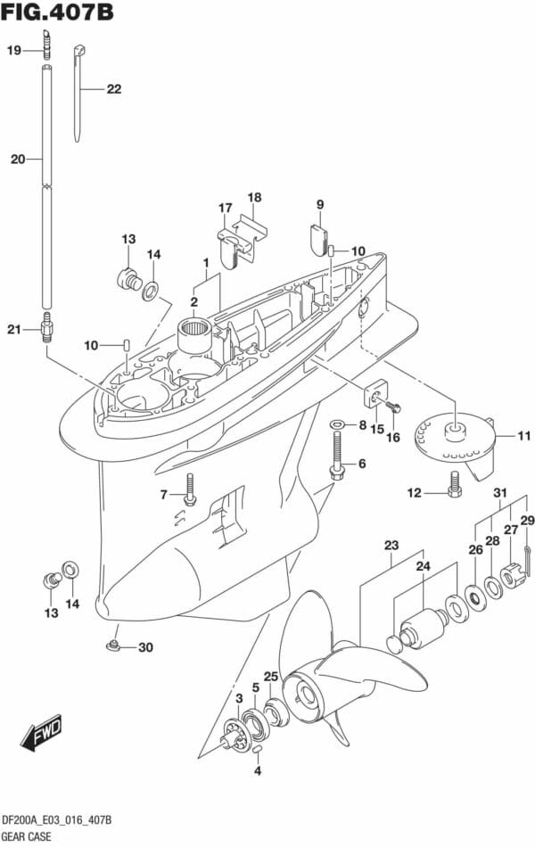 DF200AT,AZ-610001 Gear Case (DF200AZ E03)