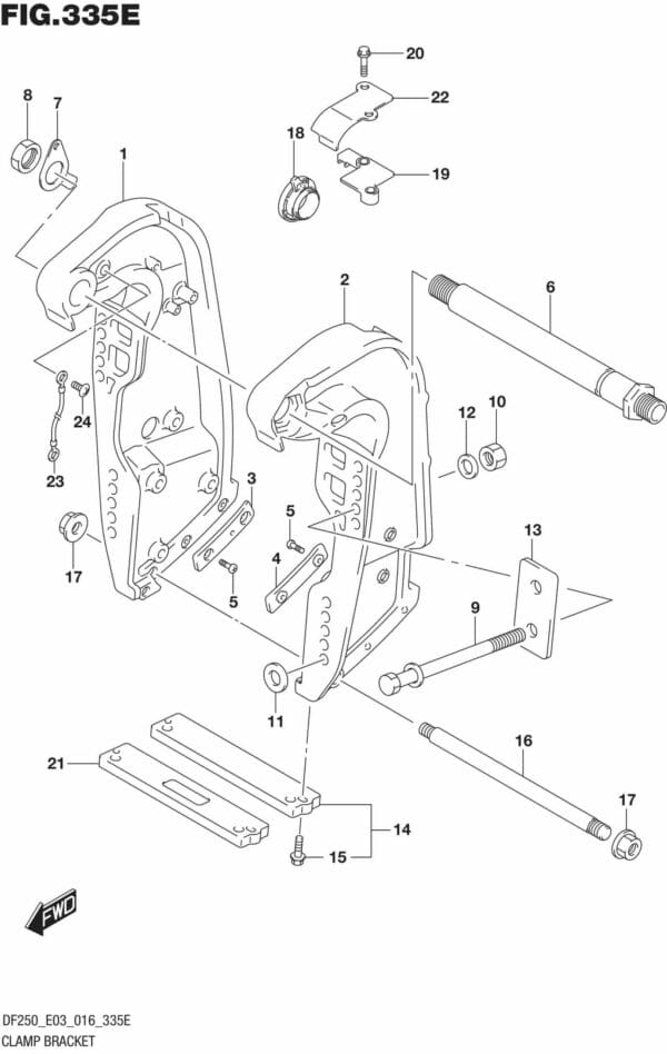 DF200T,Z,225T,Z,250T,Z,ST-610001 Clamp Bracket TRANSOM(X,XX) (DF250T E03)