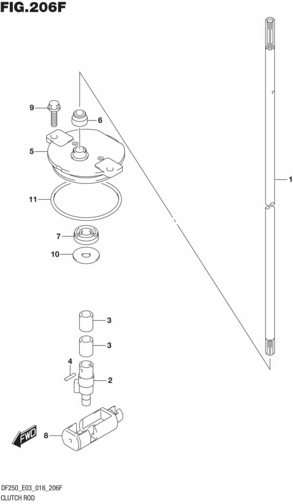 DF200T,Z,225T,Z,250T,Z,ST-610001 Clutch Rod (DF250Z E03)