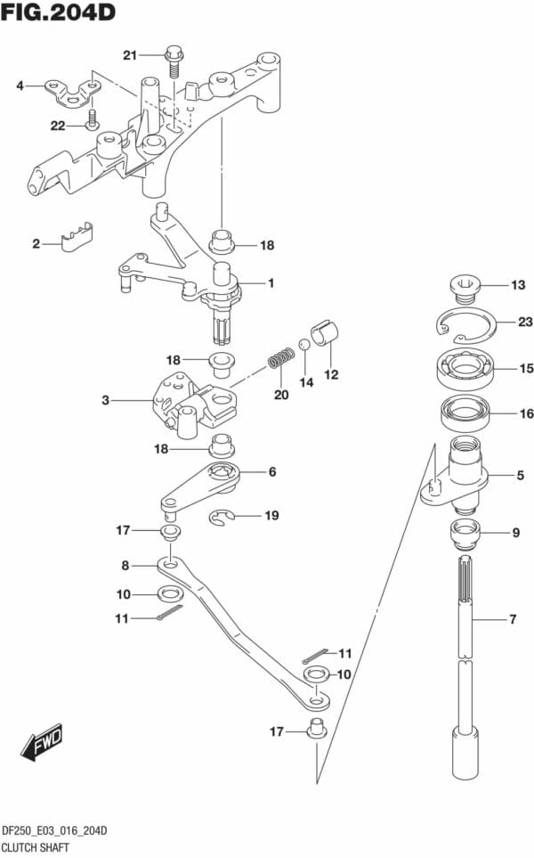 DF200T,Z,225T,Z,250T,Z,ST-610001 Clutch Shaft (DF225Z E03)