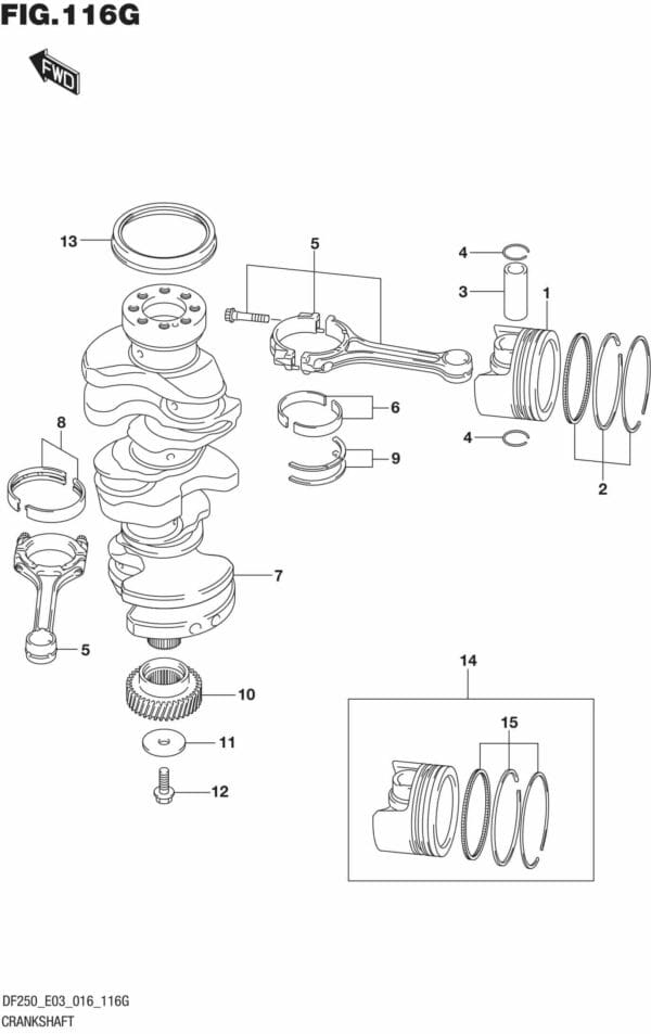 DF200T,Z,225T,Z,250T,Z,ST-610001 Crankshaft (DF250ST E03)